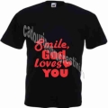 Tricou negru unisex, Smile God loves You